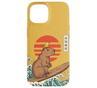 Carcasa para iPhone 15 Capybara Surfing Japonés Gran Ola Kanagawa Ukiyo-e
