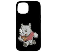 Carcasa para iPhone 15 Caricatura de Rugby Rhino Carga