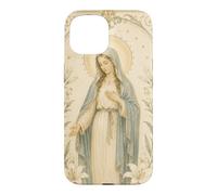 Carcasa para iPhone 15 Católica Virgen María Floral Oración Arte Mirada Devocional