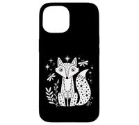 Carcasa para iPhone 15 Celestial Fox Stars Night Dragonfly Nature Woodland Graphic