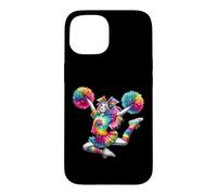 Carcasa para iPhone 15 Cheerleader Pom Poms Colorful Outfit Rainbow Tie Dye