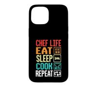 Carcasa para iPhone 15 Chef Life Eat Cook Repeat Funny Cooking Chefs Lover