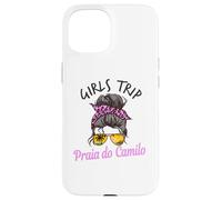 Carcasa para iPhone 15 Chicas a Juego Viaje Praia Do Camilo Portugal Moño de Pelo desordenado