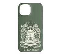 Carcasa para iPhone 15 Chill by Nature Cottagecore Frog Meditation Vintage Badge
