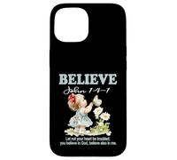 Carcasa para iPhone 15 Christian Faith Believe In Christ versículo de la Biblia Niña