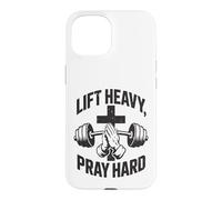 Carcasa para iPhone 15 Christian Workout Lift Heavy Pray Hard Gimnasio para Hombres