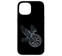 Carcasa para iPhone 15 Classic Huginn Muninn Celtic Viking Brújula Vegvisir