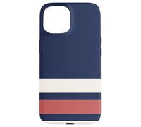 Carcasa para iPhone 15 Classic Navy Red White Horizontal Stripes Chic Pattern