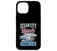 Carcasa para iPhone 15 Club de Pesca Ocean City Beach Shark Maryland