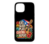 Carcasa para iPhone 15 Come Sleep Play Cuatro Repite Música Puertorriqueña