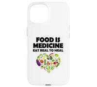 Carcasa para iPhone 15 Comida Medicina Come Real para Sanar Vegano