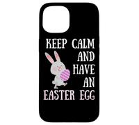 Carcasa para iPhone 15 Conejito de Pascua Keep Calm and Have a Easter Egg