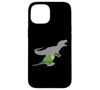 Carcasa para iPhone 15 Conure de mejillas Verdes con T Rex Shadow Bird Lovers