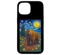 Carcasa para iPhone 15 Cool Bear in The Starry Night Painting Concept Graphic Art