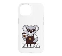 Carcasa para iPhone 15 Cool Koala Barista Coffee Gráfico de Carrera