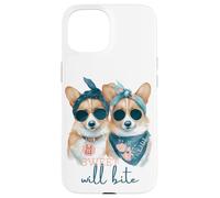 Carcasa para iPhone 15 Corgi Dogs Sweet Will Bite Savage, descarado y Lindo Humor