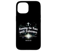 Carcasa para iPhone 15 Corriendo la Carrera con Endurance Hebrews 12:1 Christian