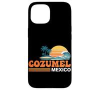 Carcasa para iPhone 15 Cozumel México Vintage Sunset Island