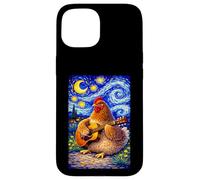 Carcasa para iPhone 15 Cozy Chicken Playing Guitar Whimsical Art Music Farmer Hen
