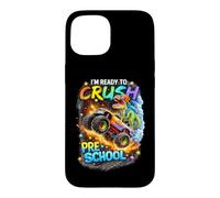 Carcasa para iPhone 15 Crush Preescolar Dinosaurio Monster Truck Regreso a la Escuela Divertido