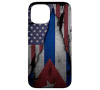 Carcasa para iPhone 15 Cuba American Roots Cuban USA Flag Black