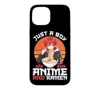 Carcasa para iPhone 15 Cuenco de Fideos japoneses Just A Boy Who Loves Anime y Ramen