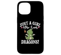 Carcasa para iPhone 15 Cute Cartoon Womens Just A Girl Who Loves Kawaii Dragon