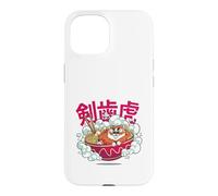 Carcasa para iPhone 15 Cute Chubby Tiger Ramen Noodle Bowl Japanese Foodie Lover