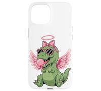Carcasa para iPhone 15 Cute Dinosaur Angel Valentine's Day Gum Love