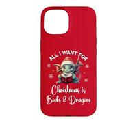 Carcasa para iPhone 15 Cute Dragon Book For All I Want Christmas is Books & Dragons
