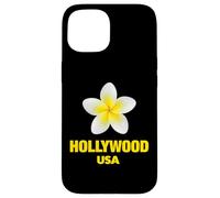 Carcasa para iPhone 15 Cute Hollywood USA Tropical Yellow Frangipani Aesthetic Art