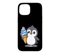 Carcasa para iPhone 15 Cute Penguin Holding Ice Cream Cone Cartoon