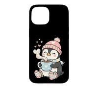 Carcasa para iPhone 15 Cute Penguin Hot Cocoa Winter Beanie Scarf Socks
