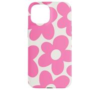Carcasa para iPhone 15 Cute Pink Aesthetic Chic Flowers Floral Retro Daisy Women