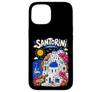 Carcasa para iPhone 15 Cute Santorini Grecia Viajes Vacaciones Isla Griega