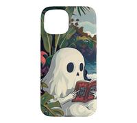 Carcasa para iPhone 15 Cute Spooky Ghost Reading Book Summer Tropical Beach Reader