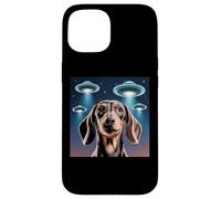 Carcasa para iPhone 15 Dachshund Dog Alien UFO Dachshund Decoración Niños Divertido Dachshund