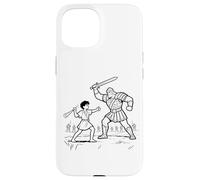 Carcasa para iPhone 15 David & Goliat Lucha - Niños Fe Colorear Biblia Historia Arte