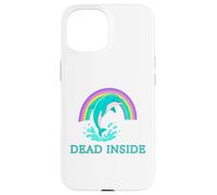 Carcasa para iPhone 15 Dead Inside Funny Dolphin Rainbow