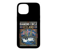 Carcasa para iPhone 15 Diamond Circle Islandia Cascadas Ruta Escénica Vintage