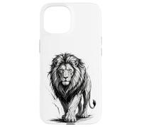 Carcasa para iPhone 15 Dibujo de león, Piercing, Ojos atrevidos, Arte de Vida Silvestre