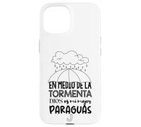 Carcasa para iPhone 15 Dios es mi Paraguas en Medio de la tormenta