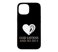 Carcasa para iPhone 15 Dios Escucha y yo también Consejero Cristiano