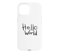 Carcasa para iPhone 15 Diseño artístico con Pincel en Negrita de Hello World con el Primer código