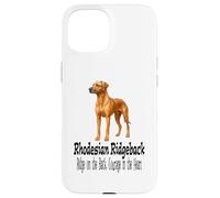 Carcasa para iPhone 15 Diseño de Mascota de Perro Rhodesian Ridgeback con Coraje en el corazón