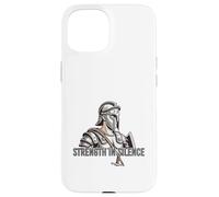 Carcasa para iPhone 15 Diseño Espartano de Guerrero de Fuerza en Silencio