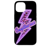 Carcasa para iPhone 15 Diseño estético del Zodiaco con Forma de Trueno de Leopardo Sagitario