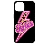 Carcasa para iPhone 15 Diseño estético del Zodiaco en Forma de Trueno Leopardo Aries