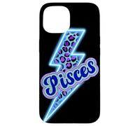 Carcasa para iPhone 15 Diseño estético del Zodiaco en Forma de Trueno Leopardo Piscis