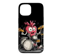Carcasa para iPhone 15 Disfraz de corazón oscilante y latiendo para Amantes de los Tambores